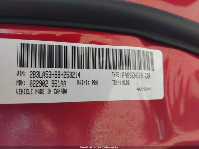 2008 Dodge Charger R/t მანქანა იყიდება აუქციონზე, vin: 2B3LA53H88H253214, აუქციონის ნომერი: 45824823