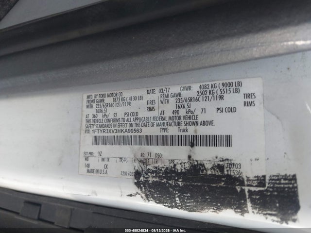 Aukcja sprzedaży 2017 Ford Transit-250, vin: 1FTYR3XV3HKA90563, numer aukcji: 45824834