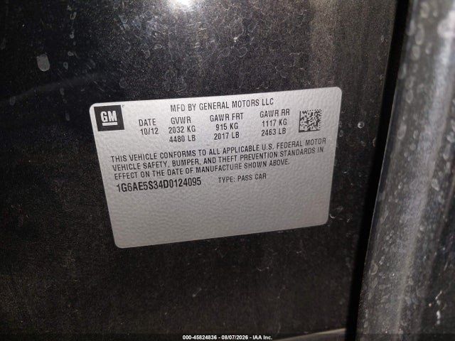 45824836 :رقم المزاد ، 1G6AE5S34D0124095 vin ، 2013 Cadillac Ats Premium مزاد بيع