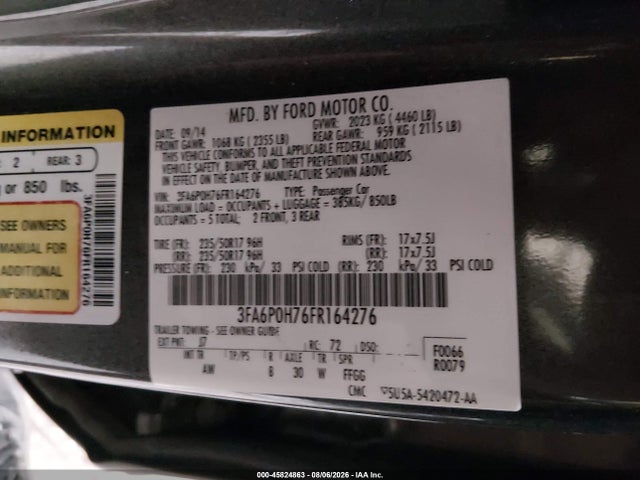 Ford FUSION SE 2015 3FA6P0H76FR164276 Image 9