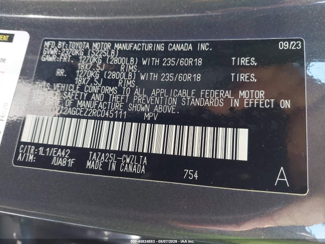 Auction sale of the 2024 Lexus Nx 350, vin: 2T2AGCEZ2RC045111, lot number: 45824883