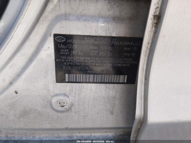2019 Hyundai Elantra Se მანქანა იყიდება აუქციონზე, vin: 5NPD74LF7KH498000, აუქციონის ნომერი: 45824899