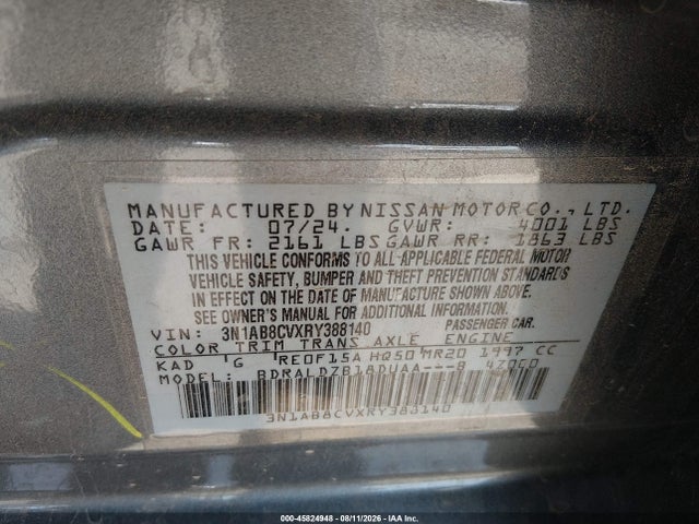 Продаж на аукціоні авто 2024 Nissan Sentra Sv Xtronic Cvt, vin: 3N1AB8CVXRY388140, номер лоту: 45824948