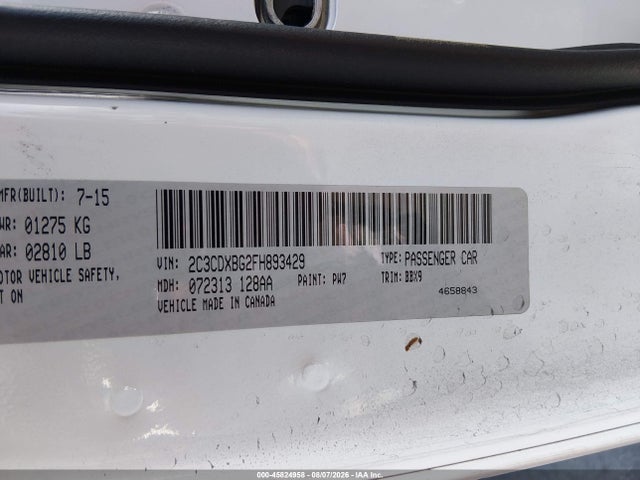 2015 Dodge Charger Se მანქანა იყიდება აუქციონზე, vin: 2C3CDXBG2FH893429, აუქციონის ნომერი: 45824958