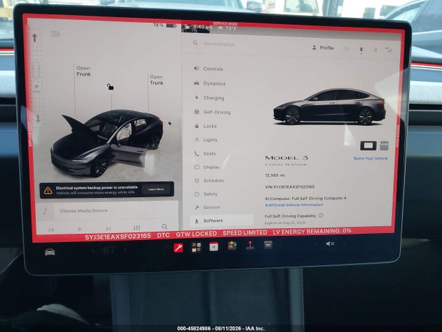 Auction sale of the 2025 Tesla Model 3 Long Range Rear-wheel Drive/standard Rear-wheel Drive, vin: 5YJ3E1EAXSF023165, lot number: 45824986