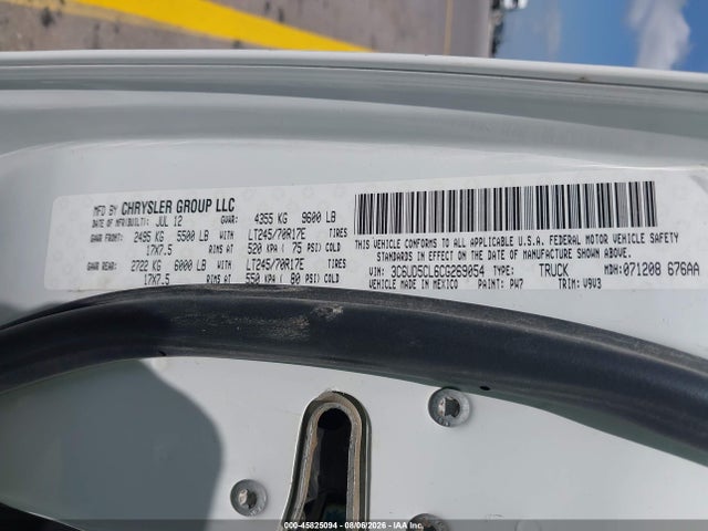 Продаж на аукціоні авто 2012 Ram 2500 St, vin: 3C6UD5CL6CG269054, номер лоту: 45825094