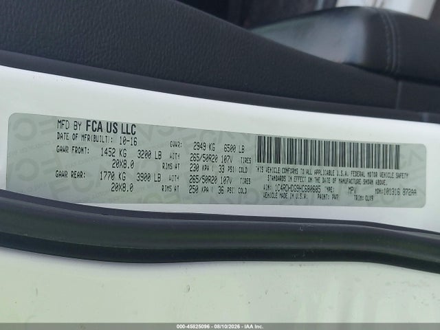 Aukcja sprzedaży 2017 Dodge Durango Gt Rwd, vin: 1C4RDHDG9HC680685, numer aukcji: 45825096