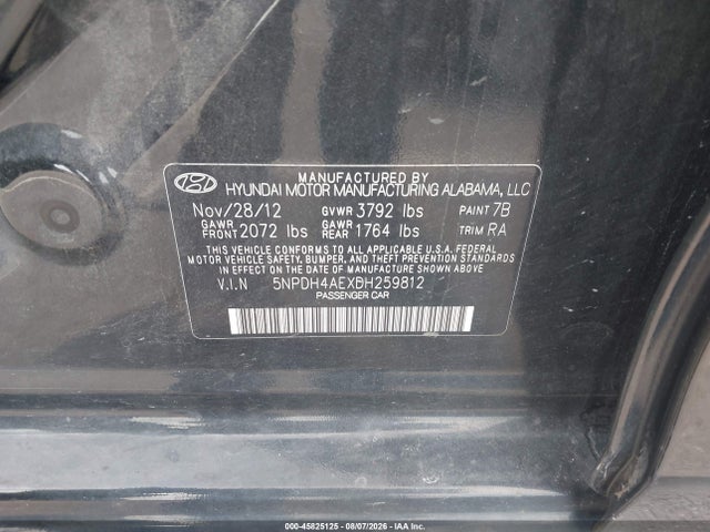 Продаж на аукціоні авто 2013 Hyundai Elantra Gls, vin: 5NPDH4AEXDH259812, номер лоту: 45825125