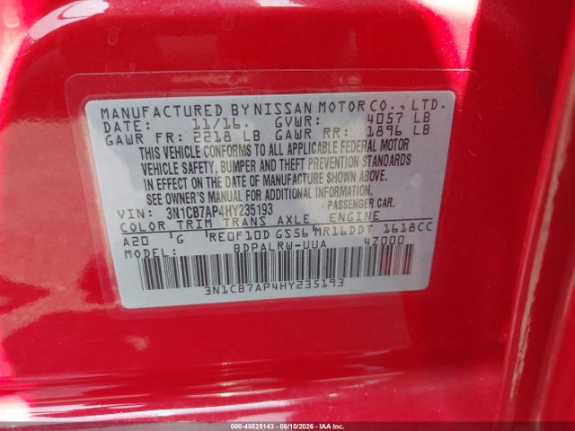 3N1CB7AP4HY235193 Nissan Sentra Sr Turbo