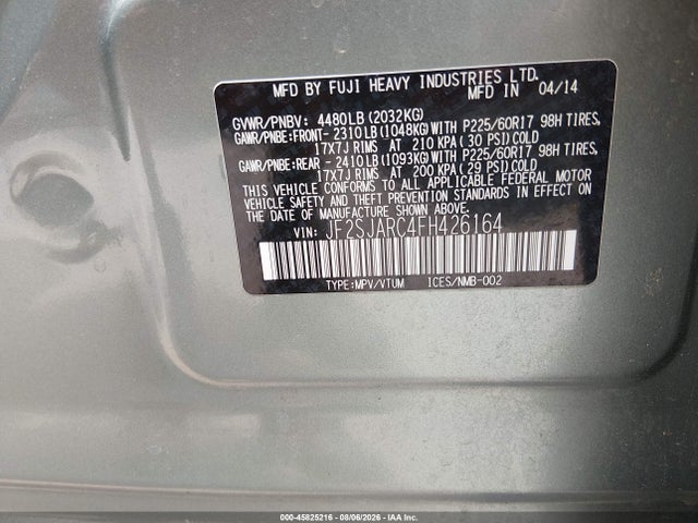 Aukcja sprzedaży 2015 Subaru Forester 2.5i Limited, vin: JF2SJARC4FH426164, numer aukcji: 45825216