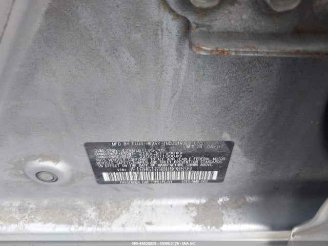 2008 Subaru Impreza Wagon (natl) I W/premium Pkg მანქანა იყიდება აუქციონზე, vin: JF1GH61698H808699, აუქციონის ნომერი: 45825225