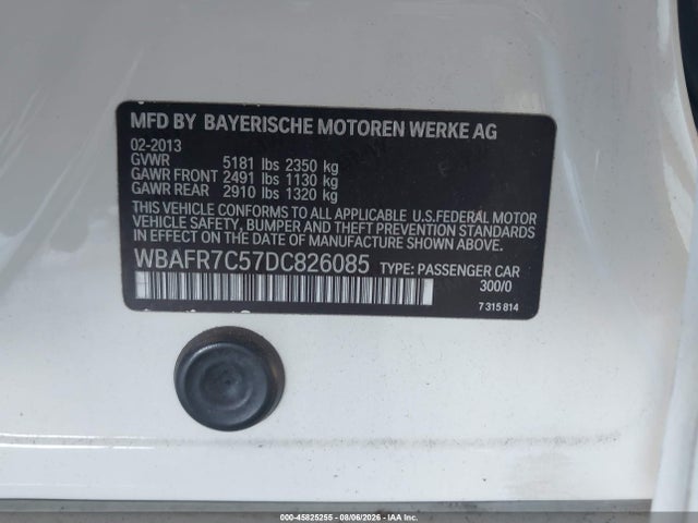 Aukcja sprzedaży 2013 Bmw 535i, vin: WBAFR7C57DC826085, numer aukcji: 45825255