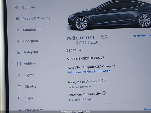 Aukcja sprzedaży 2017 Tesla Model S 100d/60d/75d/90d/p100d, vin: 5YJSA1E22HF210327, numer aukcji: 45825275