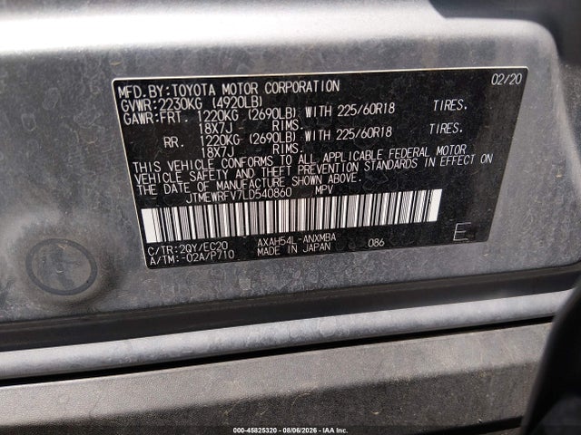 JTMEWRFV7LD540860 Toyota Rav4 Hybrid Xse