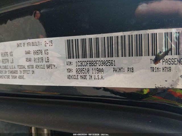 Auction sale of the 2015 Dodge Dart Sxt, vin: 1C3CDFBB2FD302561, lot number: 45825324