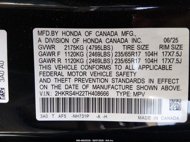 Honda Cr-v Lx Awd 2026 2HKRS4H22TH408666 Image 9