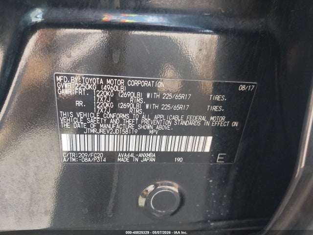 45825329 :رقم المزاد ، JTMRJREV2JD158119 vin ، 2018 Toyota Rav4 Hybrid Xle مزاد بيع