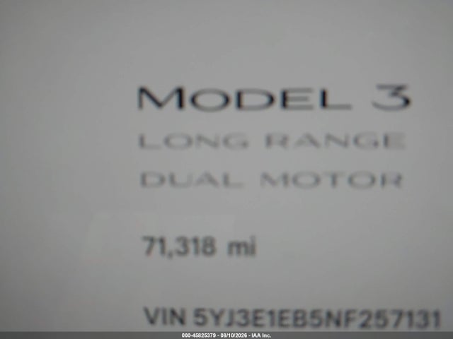 Tesla Model 3 Long Range Dual Motor All-wheel Drive 2022 5YJ3E1EB5NF257131 Image 14