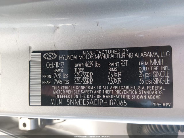 5NMJE3AE1PH187065 Hyundai Tucson Limited