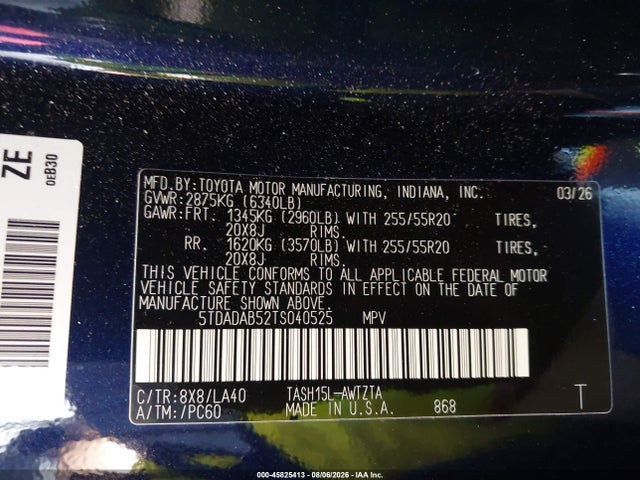 5TDADAB52TS040525 Toyota Grand Highlander Hybrid Max Platinum