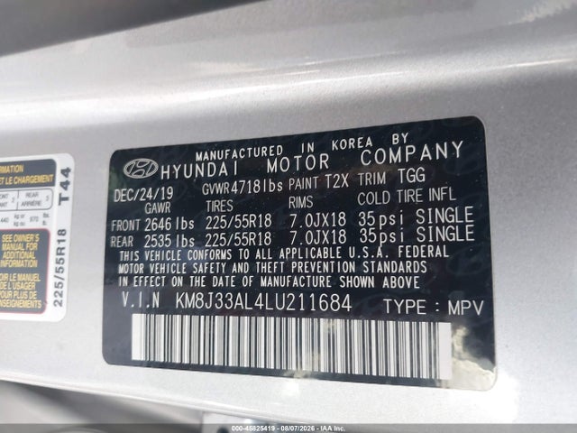KM8J33AL4LU211684 Hyundai TUCSON SEL