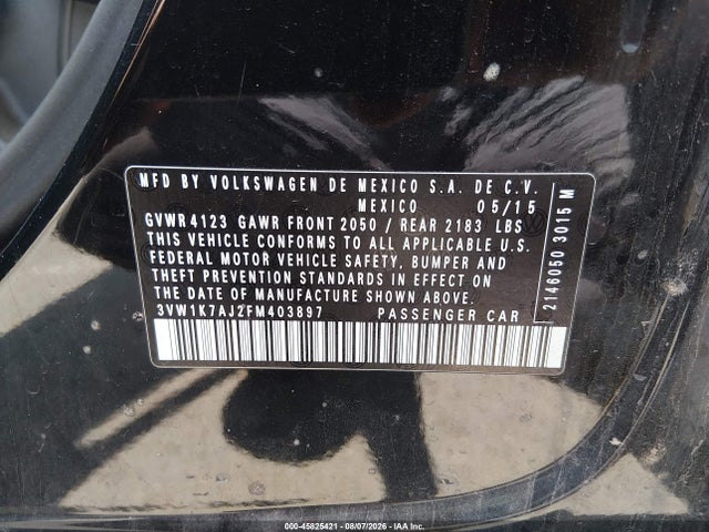 Volkswagen Jetta 2.0l S 2015 3VW1K7AJ2FM403897 Image 9