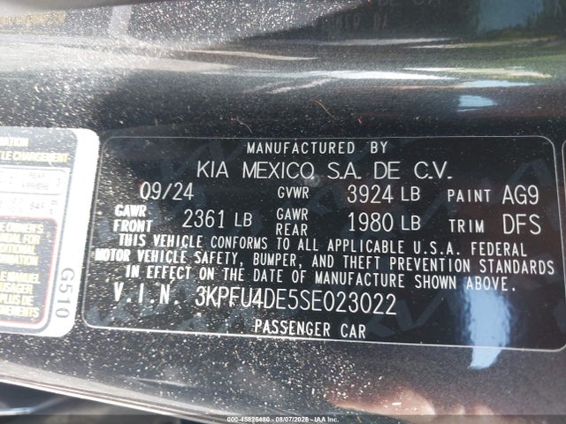 Aukcja sprzedaży 2025 Kia K4 Ex, vin: 3KPFU4DE5SE023022, numer aukcji: 45825480