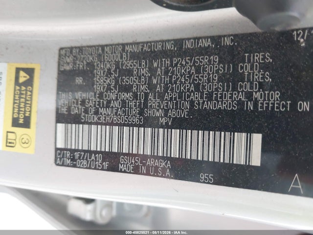 Продажа на аукционе авто 2011 Toyota Highlander Limited V6, vin: 5TDDK3EH7BS059963, номер лота: 45825521