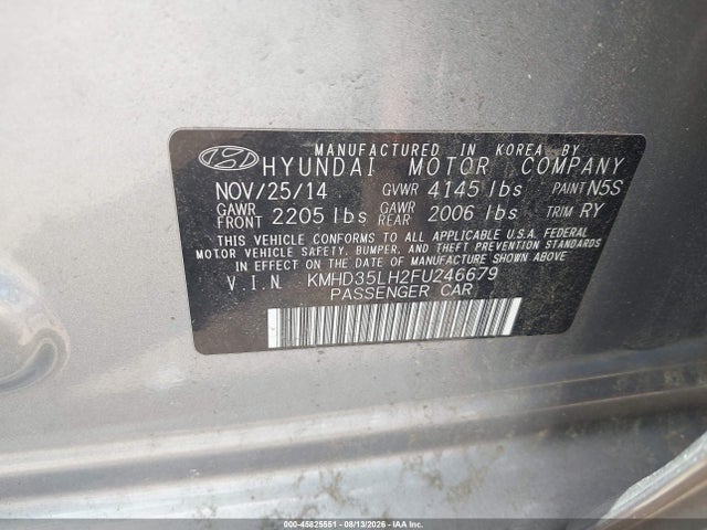 45825551 :رقم المزاد ، KMHD35LH2FU246679 vin ، 2015 Hyundai Elantra Gt مزاد بيع