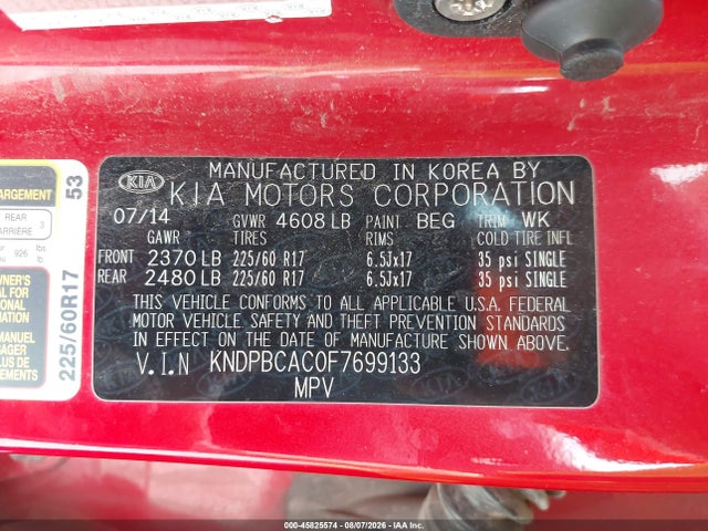Aukcja sprzedaży 2015 Kia Sportage Lx, vin: KNDPBCAC0F7699133, numer aukcji: 45825574