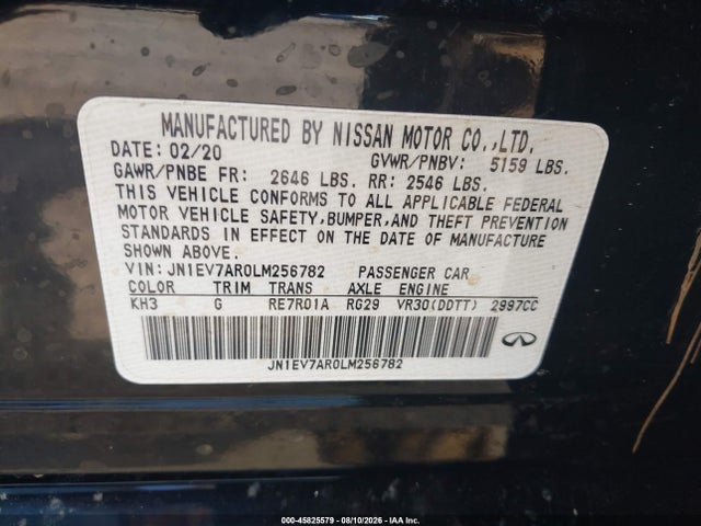 JN1EV7AR0LM256782 Infiniti Q50 Luxe Awd