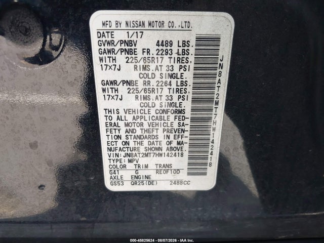 Nissan ROGUE SV 2017 JN8AT2MT7HW142418 Image 9