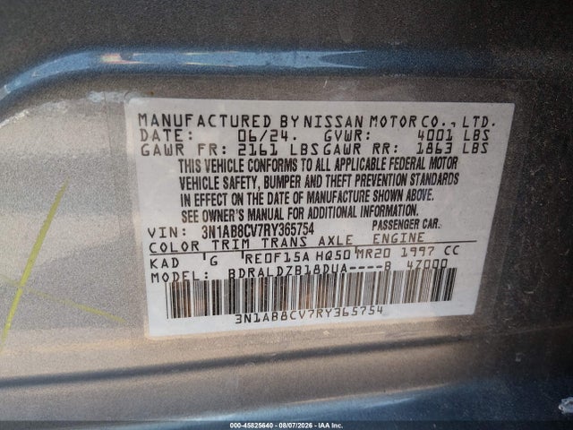 Продажа на аукционе авто 2024 Nissan Sentra Sv Xtronic Cvt, vin: 3N1AB8CV7RY365754, номер лота: 45825640