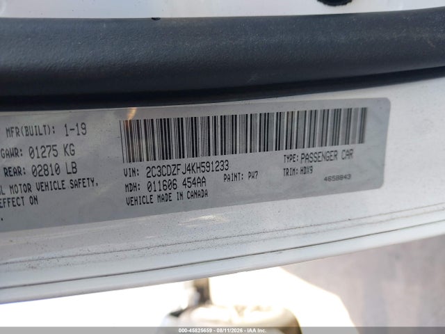 Продаж на аукціоні авто 2019 Dodge Challenger R/t Scat Pack, vin: 2C3CDZFJ4KH591233, номер лоту: 45825659