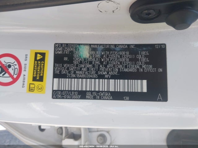 Aukcja sprzedaży 2011 Lexus Rx 350, vin: 2T2BK1BA8BC094065, numer aukcji: 45825694