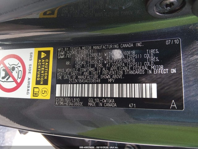 Продаж на аукціоні авто 2010 Lexus Rx 350, vin: 2T2ZK1BA5AC038548, номер лоту: 45825698