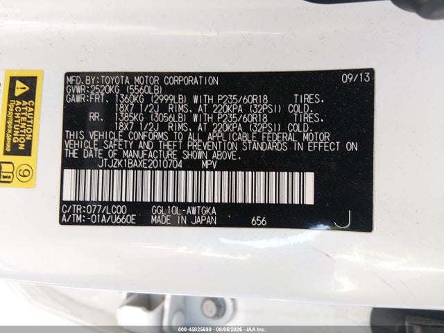 Lexus RX 350 2014 JTJZK1BAXE2010704 Image 9