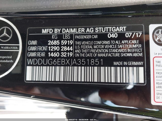 Продаж на аукціоні авто 2018 Mercedes-benz S 450 4matic, vin: WDDUG6EBXJA351851, номер лоту: 45825715