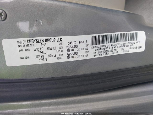 Продажа на аукционе авто 2014 Chrysler Town & Country Touring, vin: 2C4RC1BG4ER441061, номер лота: 45825726