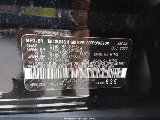 Aukcja sprzedaży 2024 Mitsubishi Outlander Se 2.5 2wd, vin: JA4J3VA81RZ041365, numer aukcji: 45825740