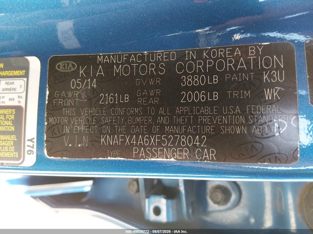 KIA FORTE LX 2015 KNAFX4A6XF5278042 Image 9
