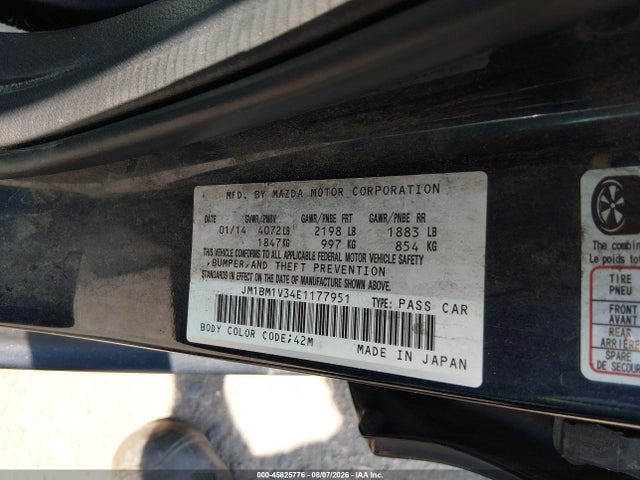 Aukcja sprzedaży 2014 Mazda Mazda3 S Touring, vin: JM1BM1V34E1177951, numer aukcji: 45825776