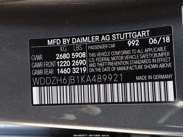 Продаж на аукціоні авто 2019 Mercedes-benz E 450 4matic, vin: WDDZH6JB1KA489921, номер лоту: 45825777