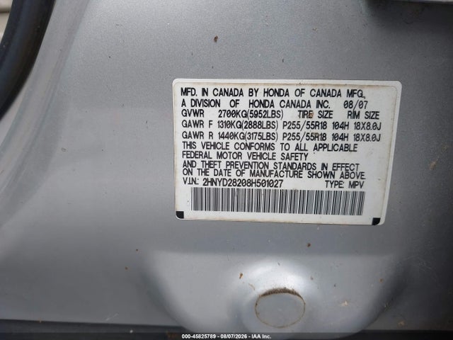 Aukcja sprzedaży 2008 Acura Mdx, vin: 2HNYD28208H501027, numer aukcji: 45825789