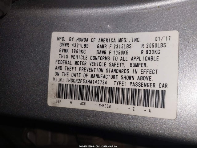 1HGCR2F5XHA145734 Honda Accord Sport