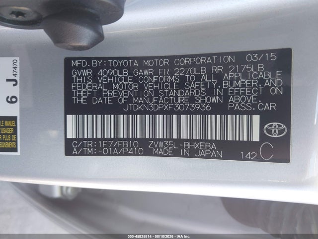 Toyota PRIUS PLUG-IN 2015 JTDKN3DPXF3073936 Image 9
