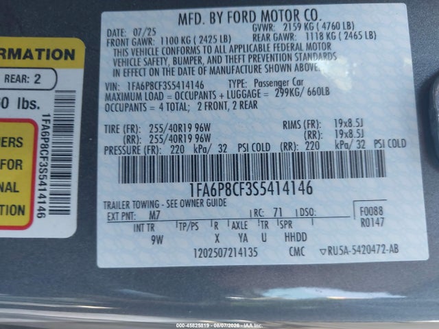 1FA6P8CF3S5414146 Ford Mustang Gt Premium Fastback