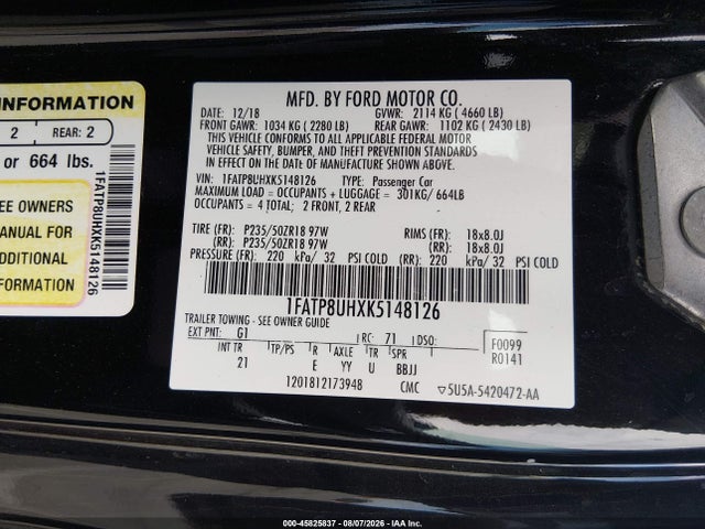 Ford Mustang Ecoboost 2019 1FATP8UHXK5148126 Image 9