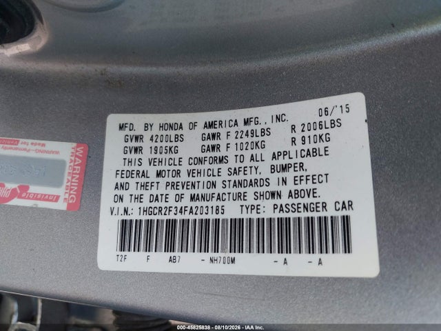 1HGCR2F34FA203185 Honda ACCORD LX