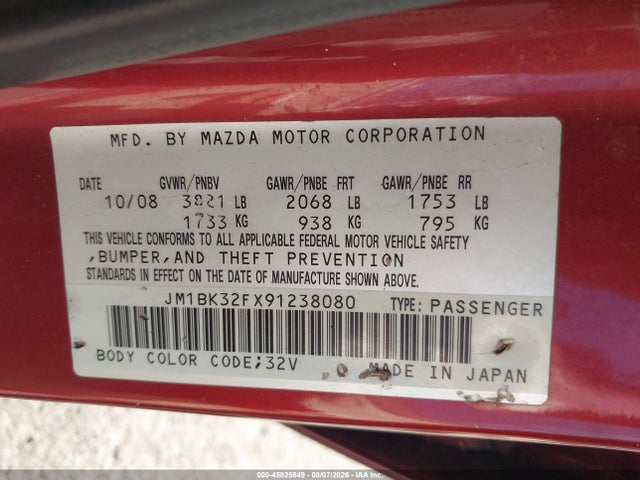 Aukcja sprzedaży 2009 Mazda Mazda3 I, vin: JM1BK32FX91238080, numer aukcji: 45825849